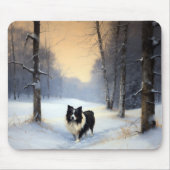 Border Collie Lass es schneien Weihnachten Mousepad (Vorne)