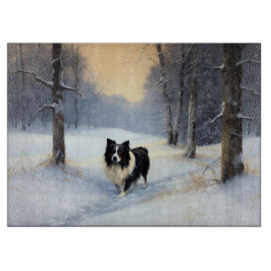Border Collie Lass es schneien Weihnachten Schneidebrett