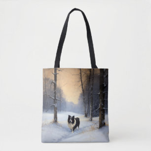 Border Collie Lass es schneien Weihnachten Tasche