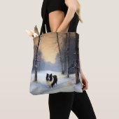 Border Collie Lass es schneien Weihnachten Tasche (Von Nahem)