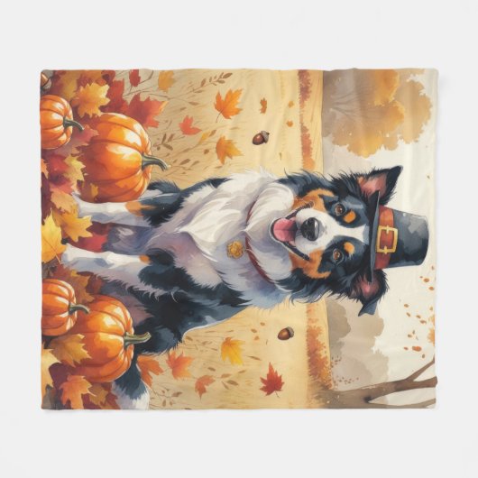 Border Collie lässt Erntedank Kunst Fleecedecke (Vorderseite (Horizontal))