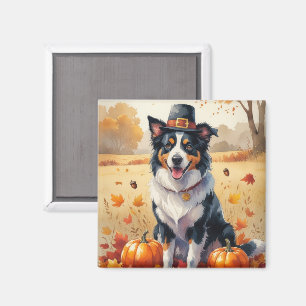 Border Collie lässt Erntedank Kunst Magnet