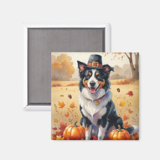 Border Collie lässt Erntedank Kunst Magnet (Vorderseite/Rückseite)