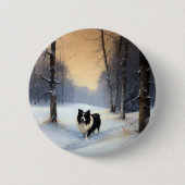 Border Collie Let It Schnee Weihnachten Button (Vorderseite)