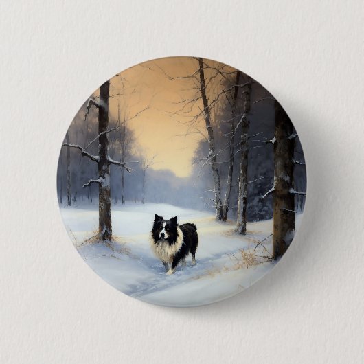 Border Collie Let It Schnee Weihnachten Button (Vorderseite)
