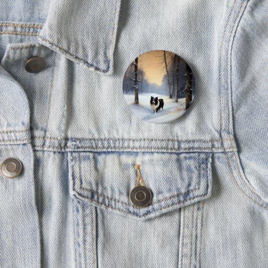 Border Collie Let It Schnee Weihnachten Button (Beispiel)