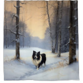 Border Collie Let It Schnee Weihnachten Duschvorhang (Vorderseite)