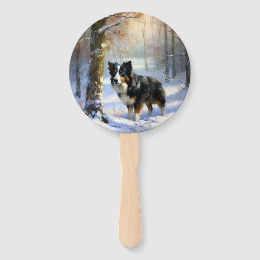 Border Collie Let It Schnee Weihnachten Fächer (Rückseite)