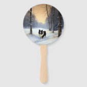 Border Collie Let It Schnee Weihnachten Fächer (Rückseite)