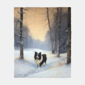 Border Collie Let It Schnee Weihnachten Fleecedecke (Vorderseite)
