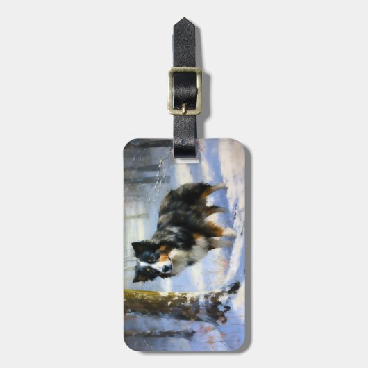 Border Collie Let It Schnee Weihnachten Gepäckanhänger (Vorderseite vertikal)