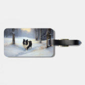 Border Collie Let It Schnee Weihnachten Gepäckanhänger (Rückseite horizontal)