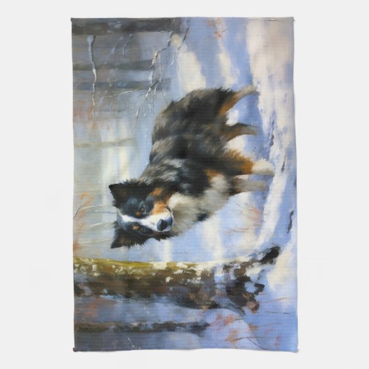 Border Collie Let It Schnee Weihnachten Geschirrtuch (Vertikal)