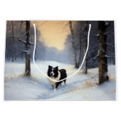 Border Collie Let It Schnee Weihnachten Große Geschenktüte (Vorderseite)