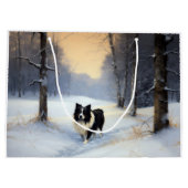 Border Collie Let It Schnee Weihnachten Große Geschenktüte (Rückseite)