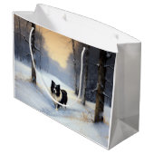 Border Collie Let It Schnee Weihnachten Große Geschenktüte (Rückseite Schrägansicht)