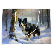 Border Collie Let It Schnee Weihnachten Große Geschenktüte (Vorderseite)