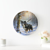 Border Collie Let It Schnee Weihnachten Große Wanduhr (Zuhause)