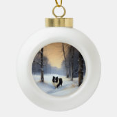 Border Collie Let It Schnee Weihnachten Keramik Kugel-Ornament (Vorderseite)