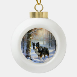 Border Collie Let It Schnee Weihnachten Keramik Kugel-Ornament