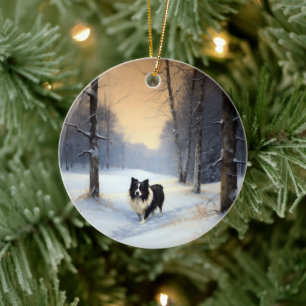 Border Collie Let It Schnee Weihnachten Keramik Ornament