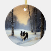 Border Collie Let It Schnee Weihnachten Keramik Ornament (Vorne)
