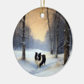 Border Collie Let It Schnee Weihnachten Keramik Ornament (Links)
