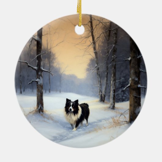 Border Collie Let It Schnee Weihnachten Keramik Ornament (Hinten)