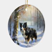 Border Collie Let It Schnee Weihnachten Keramik Ornament (Links)