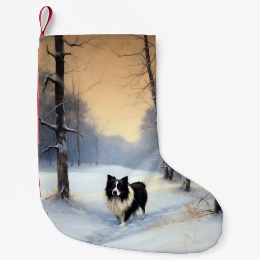 Border Collie Let It Schnee Weihnachten Kleiner Weihnachtsstrumpf (Vorderseite)