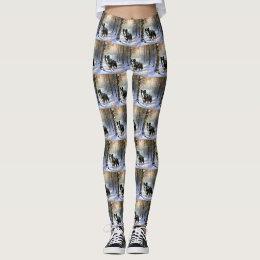 Border Collie Let It Schnee Weihnachten Leggings (Vorderseite)