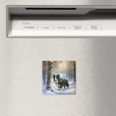 Border Collie Let It Schnee Weihnachten Magnet (In Situ (Geschirrspüler))
