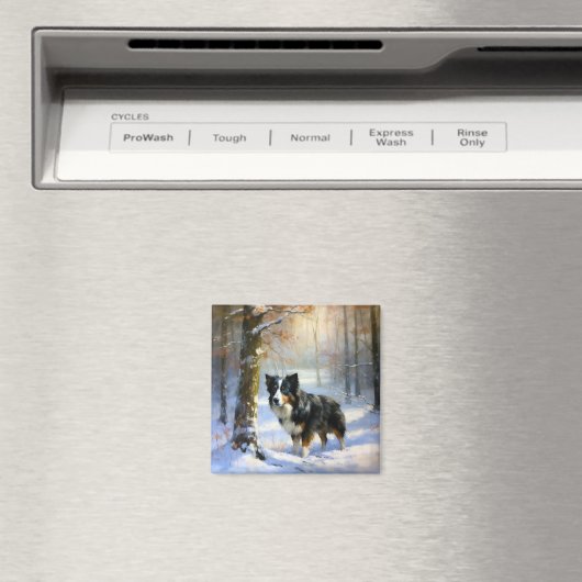 Border Collie Let It Schnee Weihnachten Magnet (In Situ (Geschirrspüler))