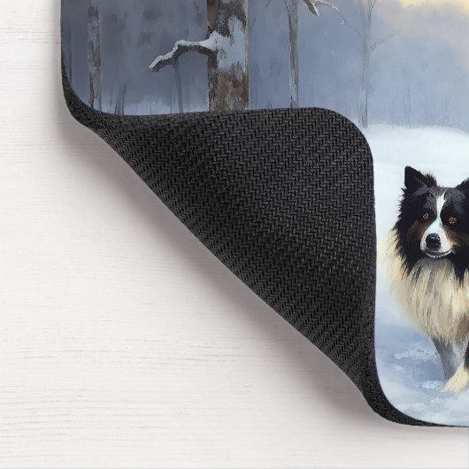 Border Collie Let It Schnee Weihnachten Mousepad (Ecke)