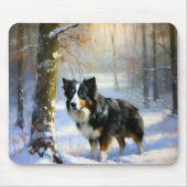 Border Collie Let It Schnee Weihnachten Mousepad (Vorne)