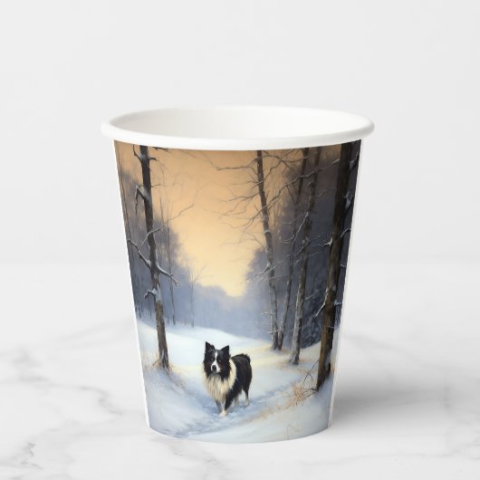 Border Collie Let It Schnee Weihnachten Pappbecher (Vorderseite)