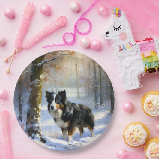 Border Collie Let It Schnee Weihnachten Pappteller (Party)