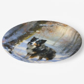 Border Collie Let It Schnee Weihnachten Pappteller (Schrägansicht)