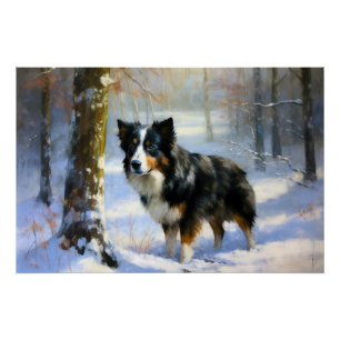 Border Collie Let It Schnee Weihnachten Poster