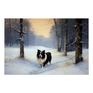 Border Collie Let It Schnee Weihnachten Poster