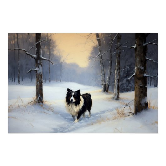 Border Collie Let It Schnee Weihnachten Poster (Vorderseite)