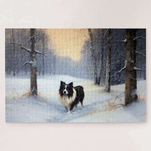 Border Collie Let It Schnee Weihnachten Puzzle (Horizontal)