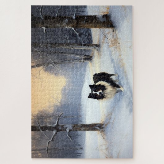 Border Collie Let It Schnee Weihnachten Puzzle (Vertikal)