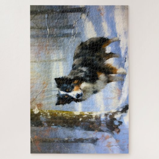Border Collie Let It Schnee Weihnachten Puzzle (Vertikal)