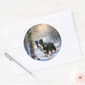Border Collie Let It Schnee Weihnachten Runder Aufkleber (Umschlag)