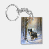Border Collie Let It Schnee Weihnachten Schlüsselanhänger (Vorderseite links)