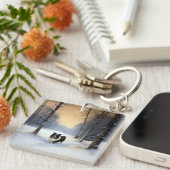 Border Collie Let It Schnee Weihnachten Schlüsselanhänger (Vorderseite rechts)