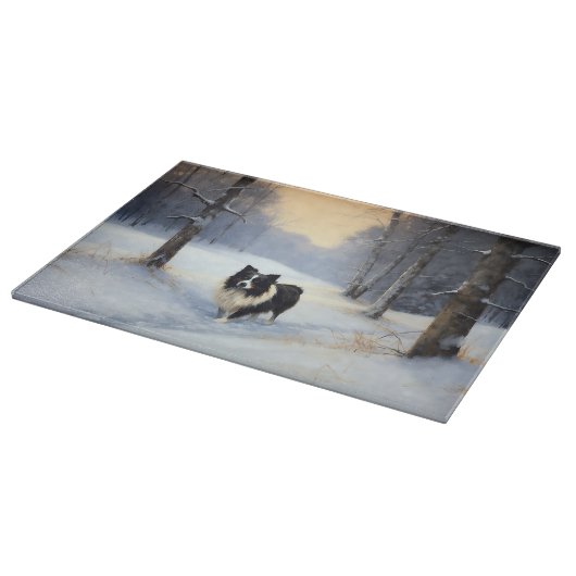 Border Collie Let It Schnee Weihnachten Schneidebrett (Ecke)