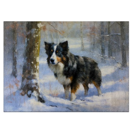 Border Collie Let It Schnee Weihnachten Schneidebrett (Vorderseite)