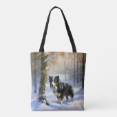 Border Collie Let It Schnee Weihnachten Tasche (Rückseite)